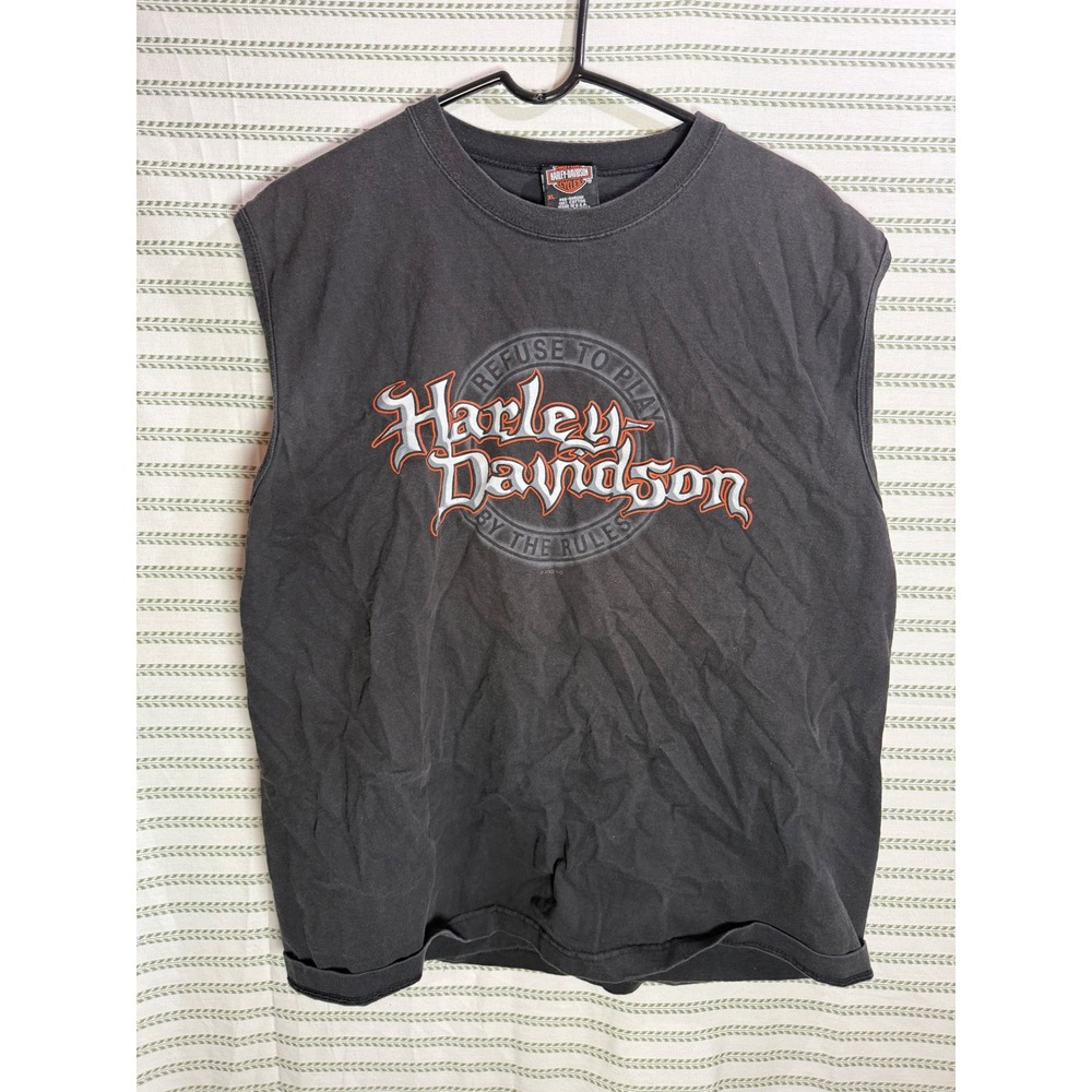 Harley Davidson 2000s Mens Sleeveless Muscle Tee Black Eagle Graphic XL 79/80